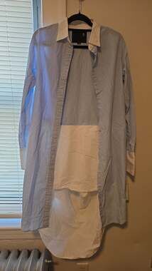 R13 Oversized Deconstructed Shrunken Biker Shirt in Light Blue